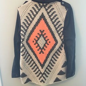 Buckle Printed Knit Back Jacket